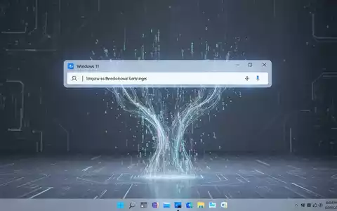 Leuchtende, neugestaltete Windows 11-Suchleiste auf einem minimalistischen digitalen Desktop, die eine verbesserte Suche symbolisiert. - Foto: über boerse-global.de