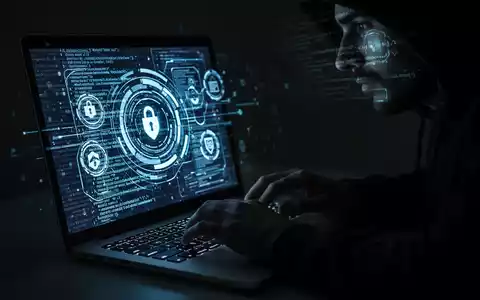 Schattenhafte Hände tippen auf Laptop mit leuchtenden Cybersicherheitssymbolen, die Zunahme bösartiger E-Mail-Angriffe darstellend. - Foto: über boerse-global.de