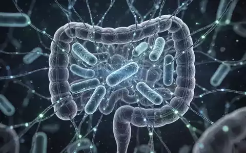 Eine stilisierte Darstellung der Darm-Hirn-Achse, die ein leuchtendes neuronales Netzwerk mit Darmbakterien verbindet. - Foto: über boerse-global.de