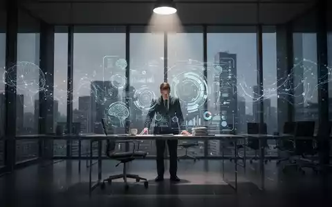Ein Manager, der unter Druck eine schwierige Entscheidung trifft, umgeben von komplexen Daten und Technologie. - Foto: über boerse-global.de