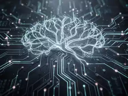 Glühende, abstrakte Darstellung eines KI-Neuronalnetzes oder komplexer digitaler Schaltkreise. - Foto: über boerse-global.de