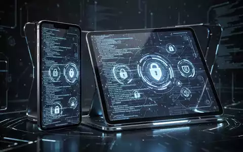 Smartphone und Tablet mit abstraktem Code und digitalen Sicherheitssymbolen, die Softwareentwicklung und Sicherheitsupdates darstellen. - Foto: über boerse-global.de