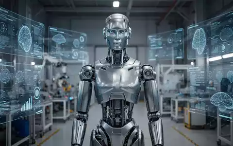 Ein hochentwickelter humanoider Roboter in einer modernen Testanlage, umgeben von digitalen Displays und Industrieausrüstung. - Foto: über boerse-global.de