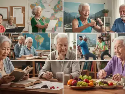 Ältere Menschen aus verschiedenen Regionen der Welt, die an Aktivitäten teilnehmen, die Bildung und körperliche Gesundheit fördern. - Foto: über boerse-global.de