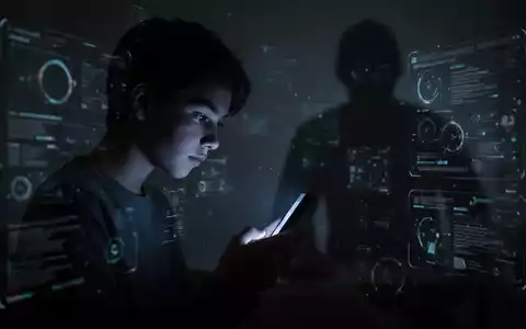 Eine Silhouette eines jungen Menschen, der in einem dunklen Raum auf ein leuchtendes Smartphone blickt. - Foto: über boerse-global.de