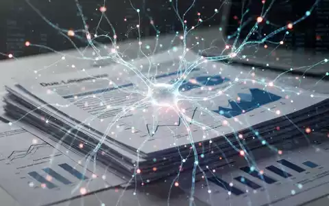 Glühendes neuronales Netzwerk über Finanzdokumenten, KI in der Finanzprüfung. - Foto: über boerse-global.de
