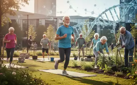 Ältere Menschen joggen, machen Yoga und gärtnern in einem sonnigen Park, symbolisierend Gesundheit und Aktivität im Alter. - Foto: über boerse-global.de