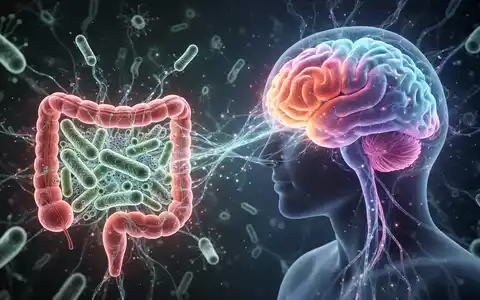 Eine stilisierte Darstellung der Darm-Hirn-Achse, die leuchtende Nervenbahnen zwischen einem gesunden Darmmikrobiom und einem aktiven Gehirn zeigt. - Foto: über boerse-global.de