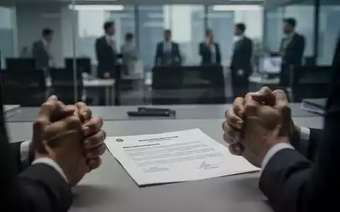 Eine Nahaufnahme einer Kündigung auf einem Schreibtisch, während im Hintergrund verschwommene Büroangestellte zu sehen sind. - Foto: über boerse-global.de