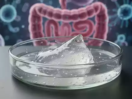 Nahaufnahme einer Petrischale mit einer gelartigen Substanz, die Xanthan Gum darstellt, und einem unscharfen Hintergrund von Darmzellen. - Foto: über boerse-global.de