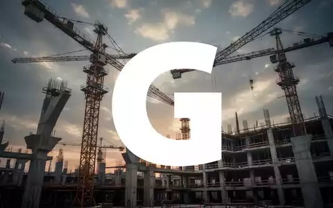 Abstrakte Darstellung einer Baustelle bei Sonnenuntergang mit Kränen und unfertigen Strukturen, die Investition und Wachstum symbolisieren. - Foto: über boerse-global.de