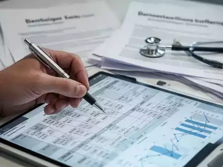 Nahaufnahme einer Hand mit Stift über Finanzbuch oder Tablet, unscharfe Gesetzesdokumente im Hintergrund. - Foto: über boerse-global.de