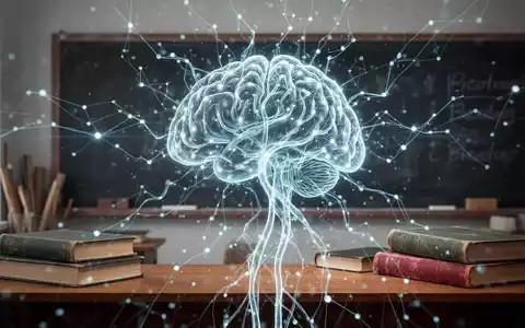 Eine stilisierte Darstellung von Künstlicher Intelligenz, die in Bildungsumgebungen integriert ist, mit einem leuchtenden neuronalen Netz. - Foto: über boerse-global.de
