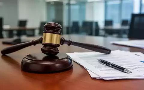 Ein Nahaufnahme eines Holzhammers auf einem Schreibtisch neben Rechtsdokumenten und einem Stift, der die Themen Recht, Finanzen und Unternehmen hervorhebt. - Foto: über boerse-global.de