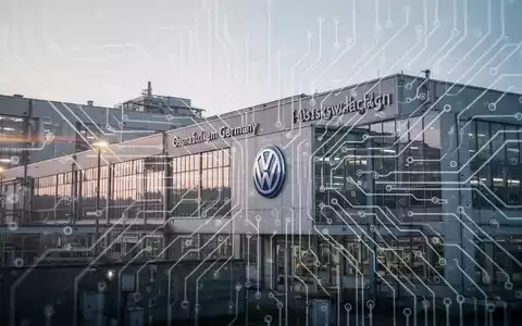Eine stilisierte Darstellung des Volkswagenwerks Osnabrück, das die mögliche Umstellung von der Automobil- auf die Rüstungsproduktion andeutet. - Foto: über boerse-global.de
