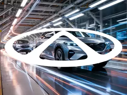 Abstrakte Darstellung einer modernen Fahrzeugproduktionslinie, die hohe Nachfrage und Effizienz in der Automobilindustrie symbolisiert. - Foto: über boerse-global.de