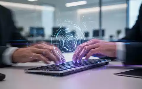 Hände tippen auf einer Tastatur, überlagert von einem leuchtenden digitalen Interface, das Ablenkung und Technologie symbolisiert. - Foto: über boerse-global.de