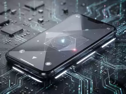 Smartphone-Bildschirm mit modernem Betriebssystem, unscharfer Hintergrund mit Technik-Komponenten. - Foto: über boerse-global.de