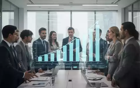 Geschäftsleute betrachten ein digitales Diagramm mit steigenden Werten in einem modernen Büro. Symbolisiert Gehaltstransparenz. - Foto: über boerse-global.de