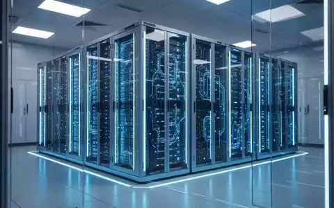Server-Racks mit blauen Lichtern, die KI-Rechenzentren und Technologieinfrastruktur darstellen. - Foto: über boerse-global.de
