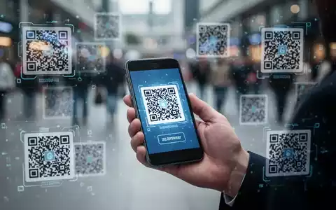 Eine Hand hält ein Smartphone, das einen QR-Code scannt. Im Hintergrund sind manipulierte QR-Codes zu sehen, die eine digitale Bedrohung darstellen. - Foto: über boerse-global.de
