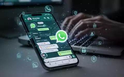 Nahaufnahme eines Smartphones mit WhatsApp-Chat-Oberfläche und digitalen Sicherheitssymbolen, die neue Funktionen und behördliche Prüfung andeuten. - Foto: über boerse-global.de