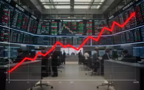 Ein roter Abwärtstrend-Graph über einem unscharfen Hintergrund eines Börsenhandelsraums mit digitalen Anzeigen. - Foto: über boerse-global.de