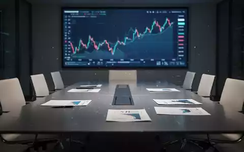 Ein moderner Konferenztisch mit Stühlen und einem digitalen Bildschirm im Hintergrund, der ein Finanzdiagramm zeigt. - Foto: über boerse-global.de