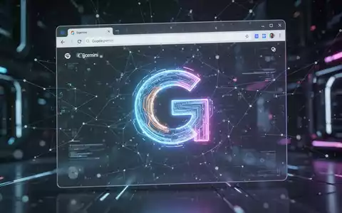 Ein stilisiertes 'G'-Logo in einer futuristischen Browser-Oberfläche, überlagert mit leuchtenden KI-Elementen und digitalen Netzlinien. - Foto: über boerse-global.de