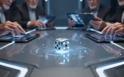 Digitale Würfel rollen auf einem futuristischen Tisch, umgeben von Händen älterer Menschen, die mit Tablets interagieren. - Foto: über boerse-global.de