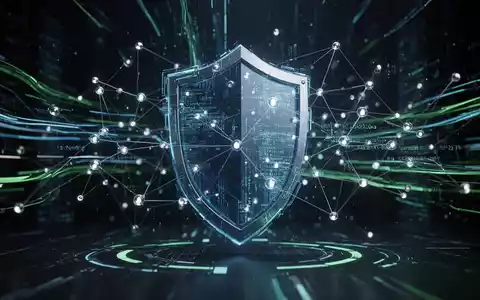 Ein digitaler Schild schützt ein Netzwerk leuchtender Datenpunkte, symbolisiert Cybersicherheit gegen KI-beschleunigte Bedrohungen. - Foto: über boerse-global.de