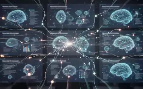 Abstrakte Visualisierung digitaler Daten, Konnektivität und leuchtender Linien über unscharfen Präsentationsfolien, die den Einfluss von KI auf Designtools symbolisieren. - Foto: über boerse-global.de