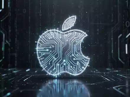 Stilisiertes, leuchtendes macOS-Logo für Software-Updates und Sicherheit mit Schaltkreismustern auf dunklem High-Tech-Hintergrund. - Foto: über boerse-global.de