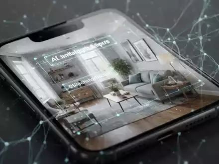 iPhone-Bildschirm mit vergrößertem Raum und KI-Overlays, die Objekte und Text identifizieren – neue KI-Funktionen der Lupe. - Foto: über boerse-global.de