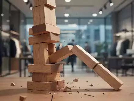 Ein wackeliger Stapel Holzklötze, aus dem ein Block gezogen wird, symbolisiert die stockenden Tarifverhandlungen im Handel. - Foto: über boerse-global.de