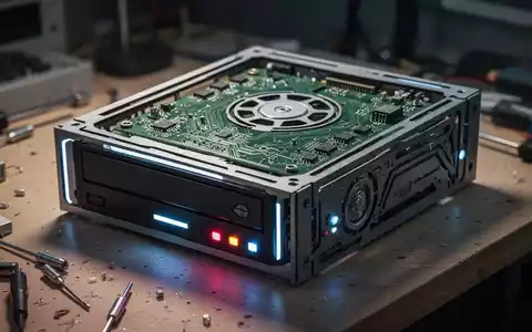 Nahaufnahme eines selbstgebauten Audioplayers aus einem alten Computer-Laufwerk, mit Innenleben und schlichtem Gehäuse. - Foto: über boerse-global.de