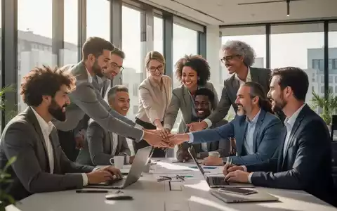 Eine vielfältige Gruppe von Fachkräften arbeitet in einem modernen deutschen Büro zusammen, symbolisiert die Integration ausländischer Arbeitskräfte. - Foto: über boerse-global.de