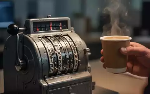 Eine Nahaufnahme einer Stechuhr oder Zeiterfassungsmaschine mit einer Hand, die eine Kaffeetasse daneben hält. - Foto: über boerse-global.de