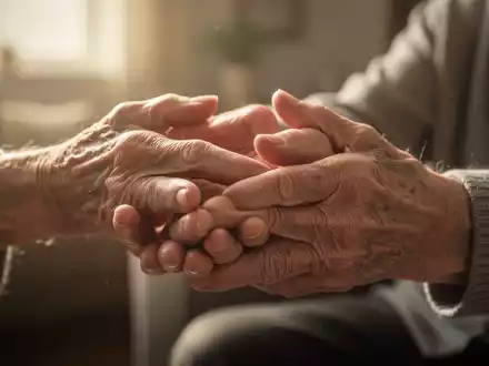 Nahaufnahme von Händen im Morgenlicht, die sanft gedehnt werden, um Morgensteifigkeit und Schmerzen in den Gelenken zu lindern. - Foto: über boerse-global.de