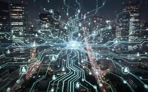 Leuchtendes, abstraktes neuronales Netzwerk oder Leiterplatte mit verschwommenen japanischen Stadtlichtern im Hintergrund, das KI und Geschäftsinnovation repräsentiert. - Foto: über boerse-global.de