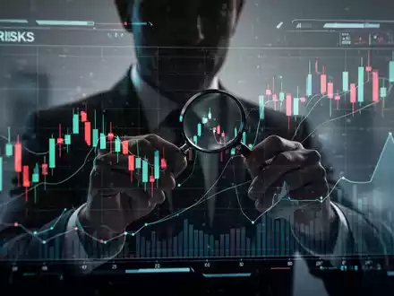 Eine schattenhafte Figur in einem Anzug manipuliert digitale Aktiencharts, symbolisiert Finanzbetrug und rechtliche Risiken. - Foto: über boerse-global.de