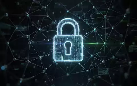 Leuchtendes digitales Schloss-Symbol über einem Netzwerk von Datenpunkten, das sicheren digitalen Zugang und Cybersicherheit symbolisiert. - Foto: über boerse-global.de