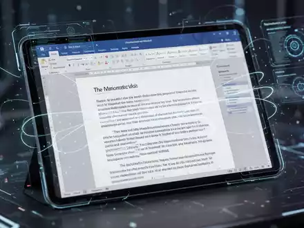 Ein Tablet zeigt ein Microsoft Word-Dokument mit KI-Assistenten-Oberfläche, symbolisiert Produktivität und Zusammenarbeit. - Foto: über boerse-global.de