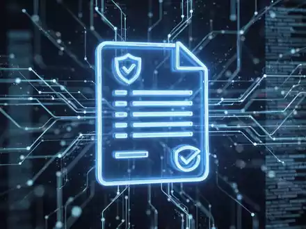Ein stilisiertes, leuchtend blaues Symbol für eine digitale Rechnung überlagert einen verschwommenen Hintergrund aus digitalen Datenströmen. - Foto: über boerse-global.de