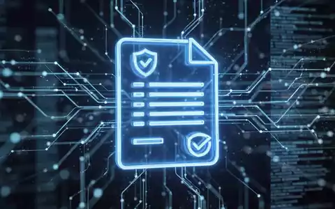 Ein stilisiertes, leuchtend blaues Symbol für eine digitale Rechnung überlagert einen verschwommenen Hintergrund aus digitalen Datenströmen. - Foto: über boerse-global.de