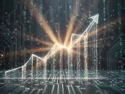 Abstrakte Darstellung von Wachstum und finanzieller Stabilität im Technologiesektor mit aufsteigenden digitalen Elementen. - Foto: über boerse-global.de