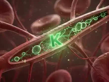 Abstrakte Darstellung gesunder Blutgefäße mit schützenden grünen Elementen, die Vitamin K symbolisieren. - Foto: über boerse-global.de