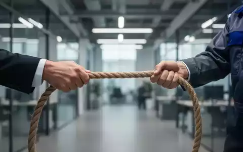 Zwei Hände, eine im Anzugärmel und eine in Arbeitskleidung, ziehen an einem Seil, was Spannung symbolisiert. - Foto: über boerse-global.de