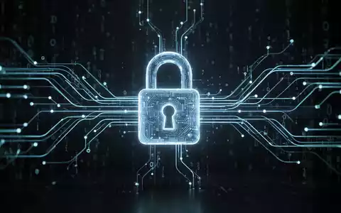 Abstrakte Darstellung von Cybersicherheit mit leuchtenden Datenströmen, die auf ein digitales Schloss zulaufen, als Symbol für Datenschutz und Bedrohungen. - Foto: über boerse-global.de