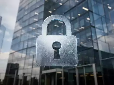 Schloss-Symbol über verschwommenem Bürogebäude, Sicherheit und Unternehmensfinanzen bei Preisänderungen. - Foto: über boerse-global.de